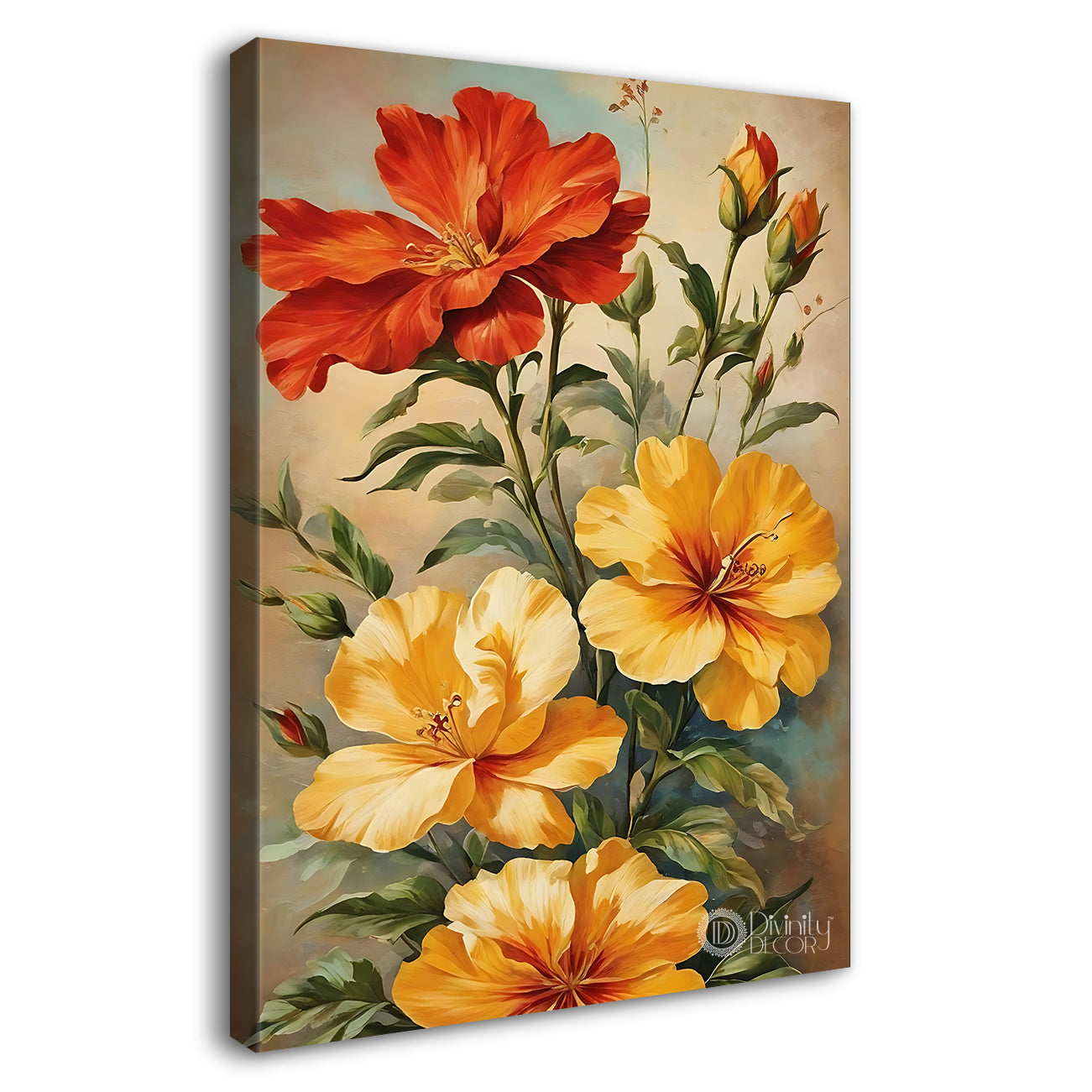 Yellow and pink flowers in light background - Flower-V-520