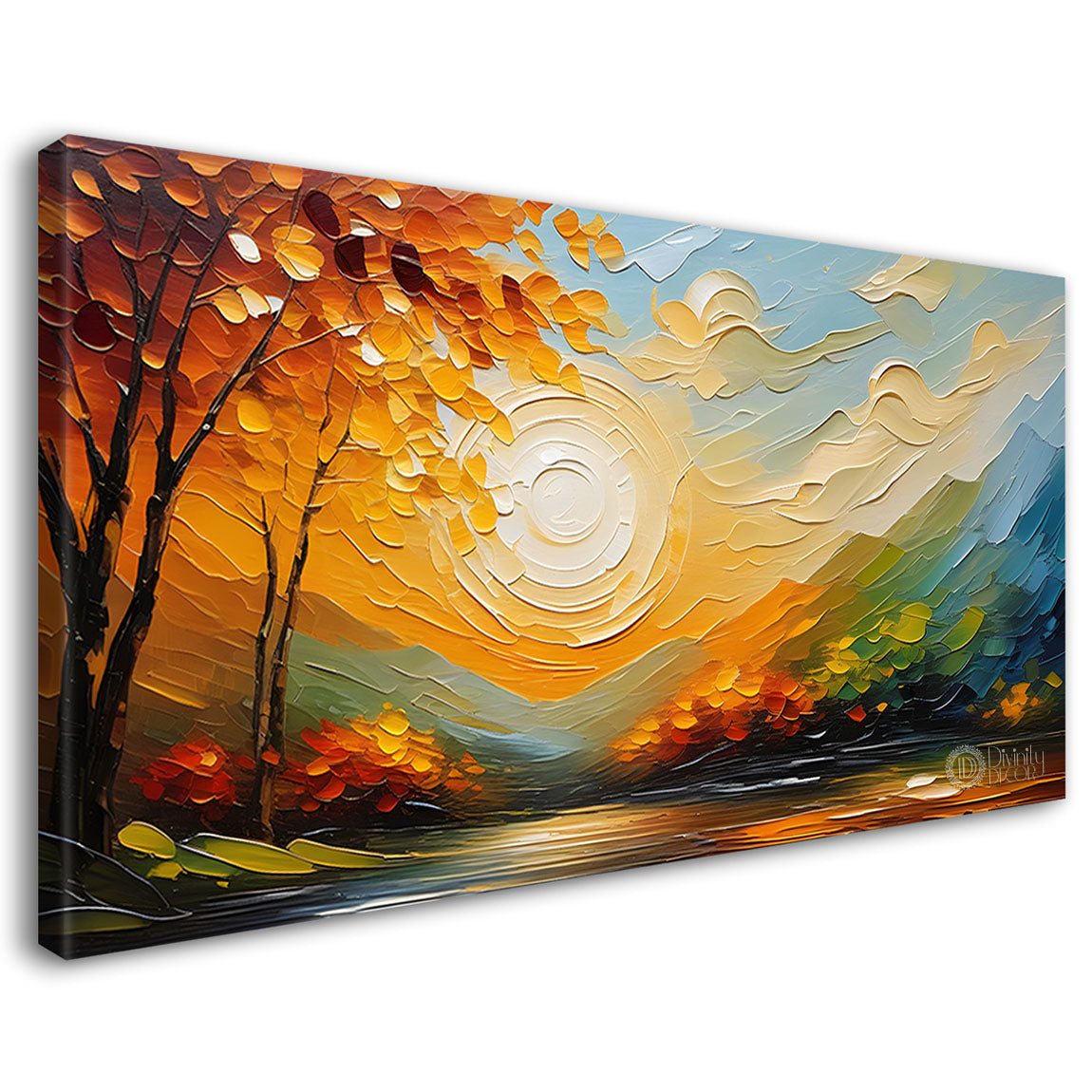 Mountains with trees painting Canvas Painting - Nature Art -521
