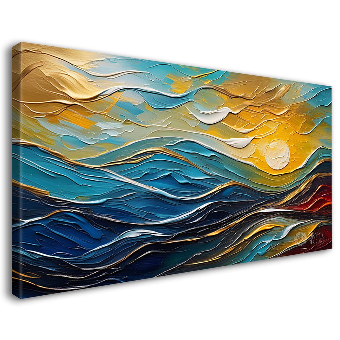 Mountains with sun textured painting Canvas Painting - Nature Art -524