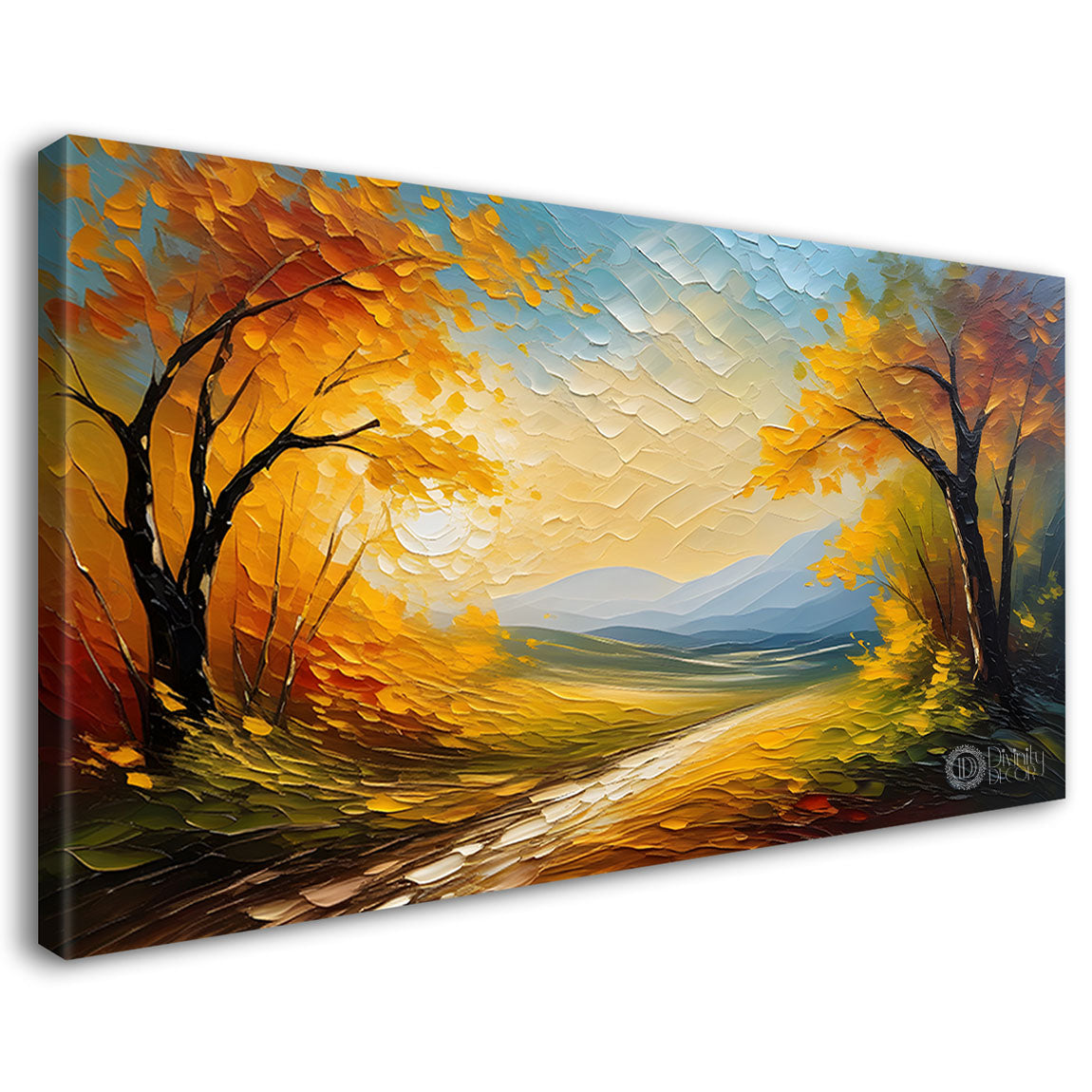 Trees with sky textured painting Canvas Painting - Nature Art -525