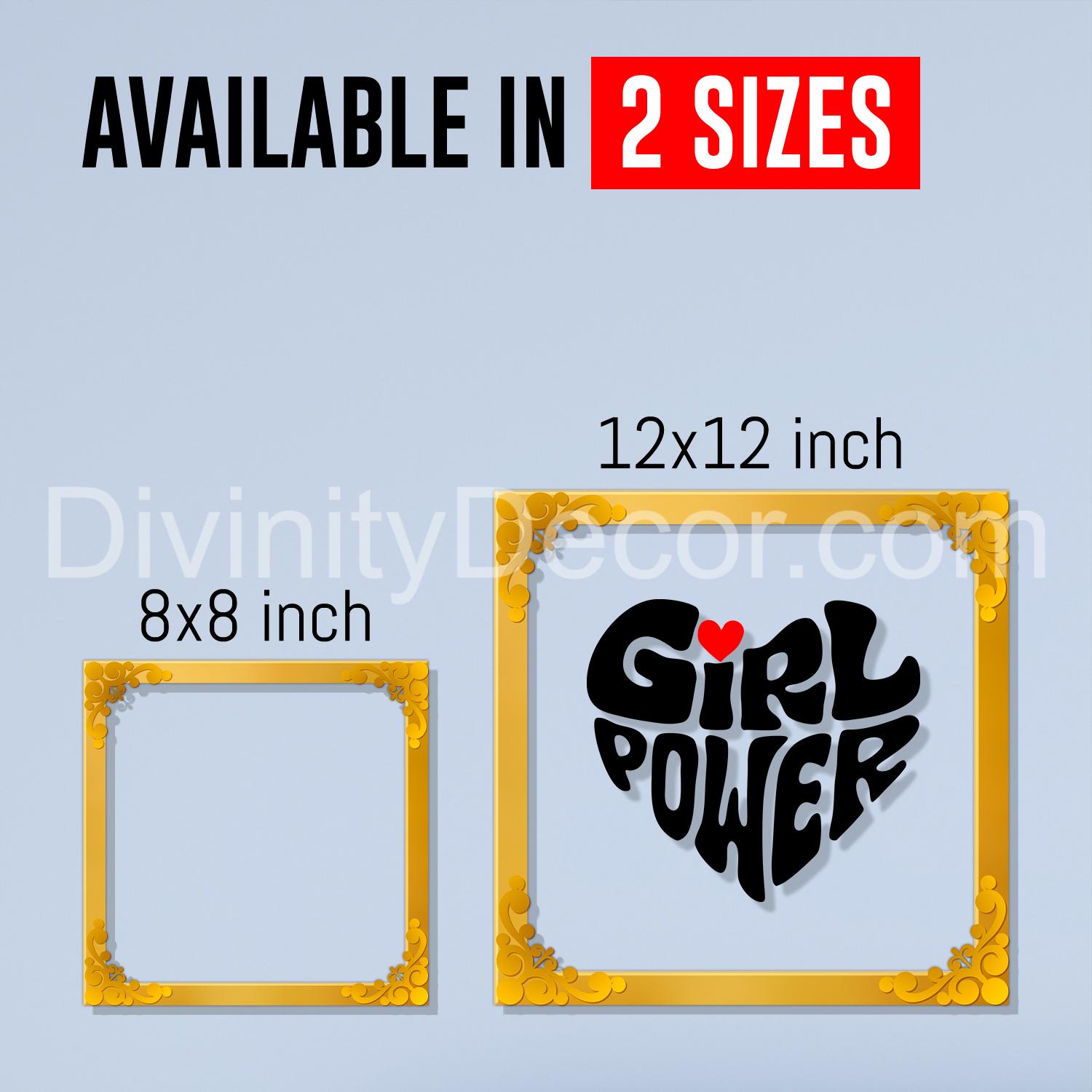 Girl power Golden Plaque for Gifting, Wall Decor Clear UV print with Golden Border-52