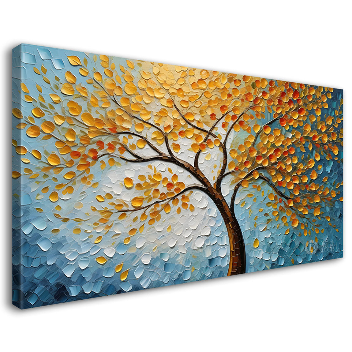 Orange tree in textured modern art Canvas Painting - Design - Tree-52