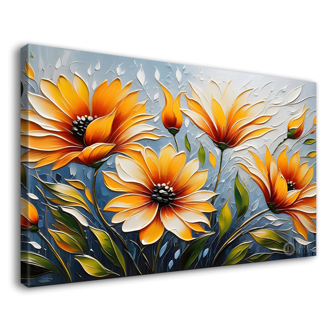 Yellow flowers with light textured painting- Design - Flower-52