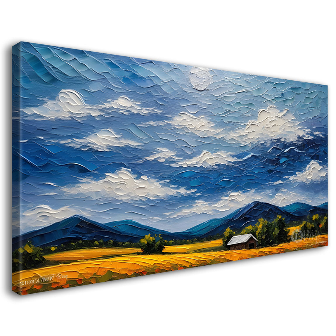 Mountains with land textured painting Canvas Painting - Nature Art -532