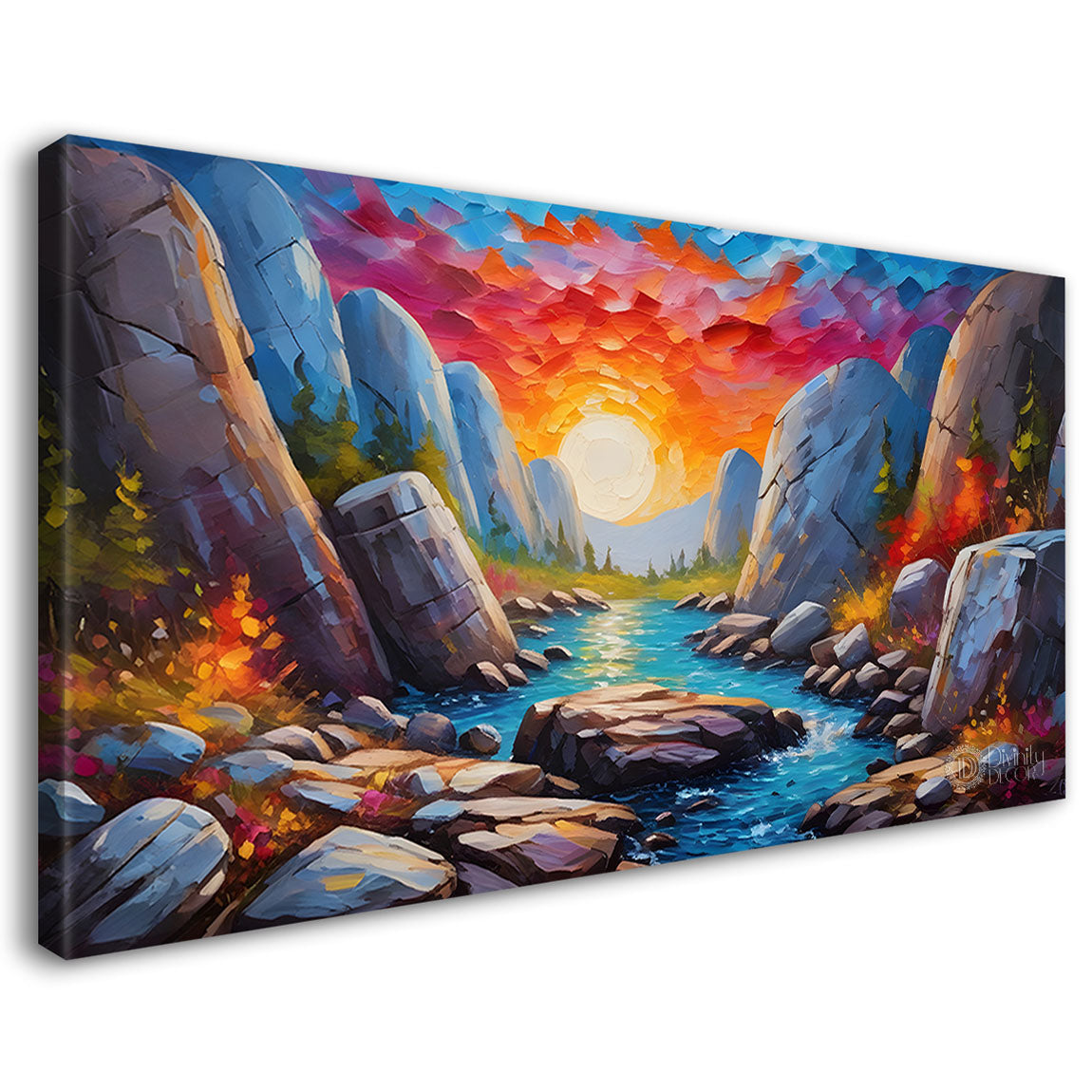Colorful mountains textured painting Canvas Painting - Nature Art -534