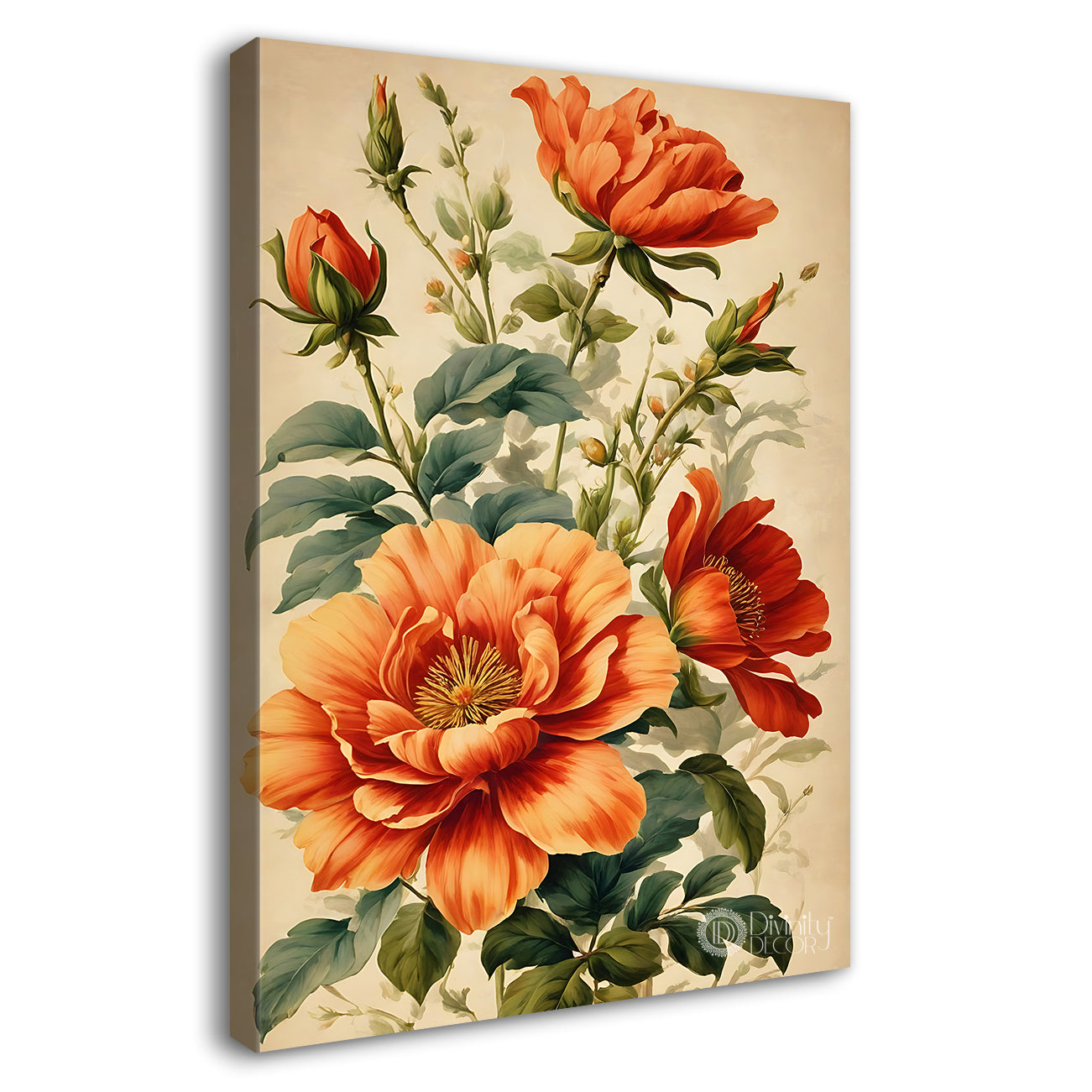 Pink flowers in light textured painting - Flower-V-537