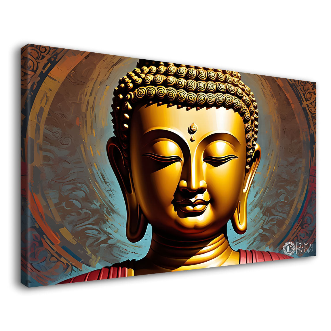 Golden buddha with grey background painting Canvas Wall Painting - Buddha-53