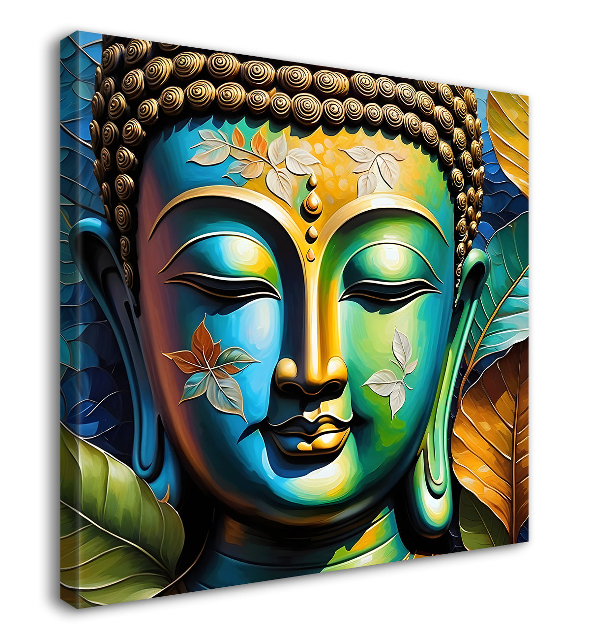 Golden Buddha Painting with textured color 24x24 inch Buddha-S-53