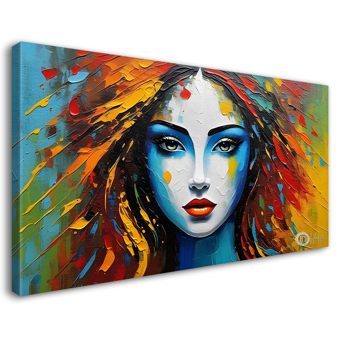 Beautiful lady face painting art Canvas Painting - Design - Modern-L-53