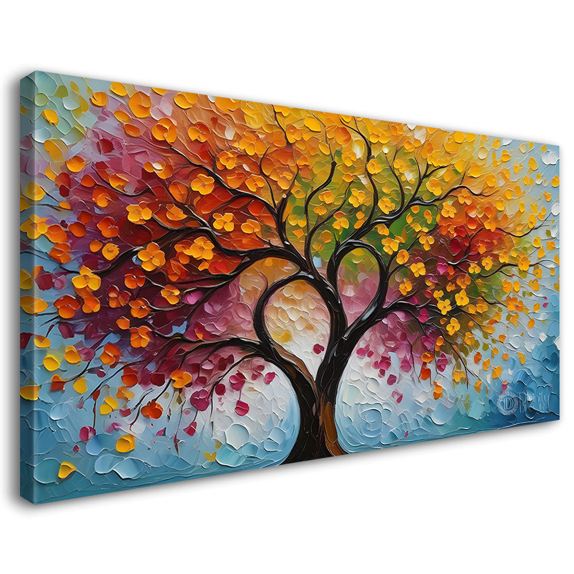 Orange tree in textured modern art Canvas Painting - Design - Tree-53