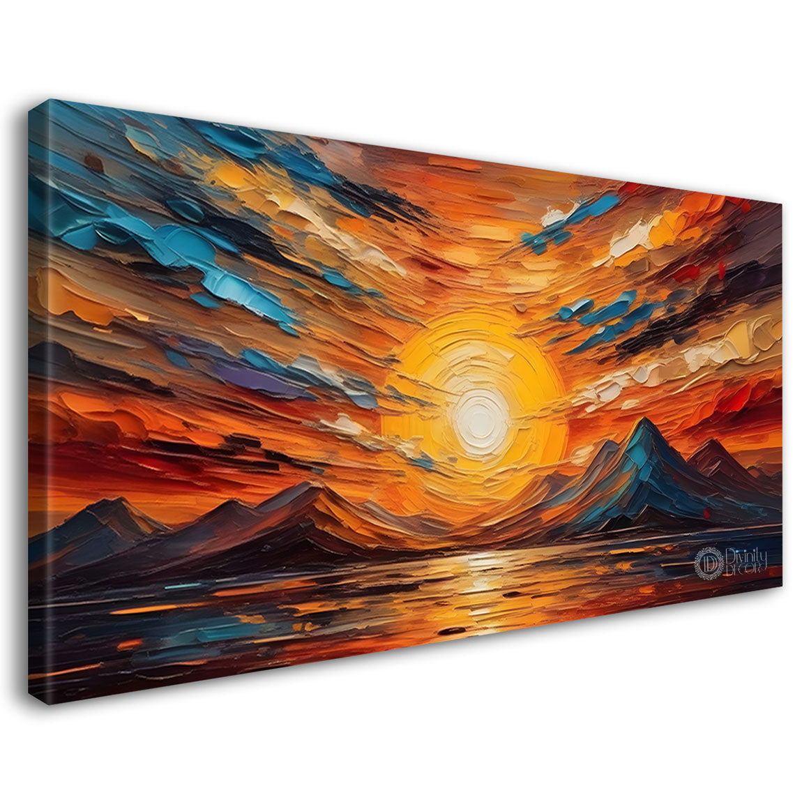 Mountains and sunset painting Canvas Painting - Nature Art -540