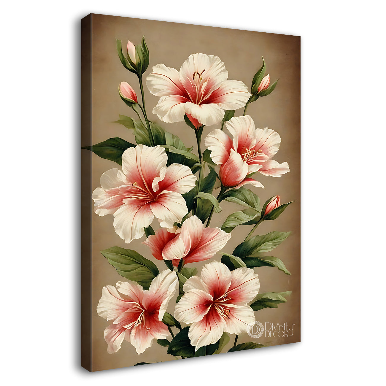 White flowers in light brown background  - Flower-V-541