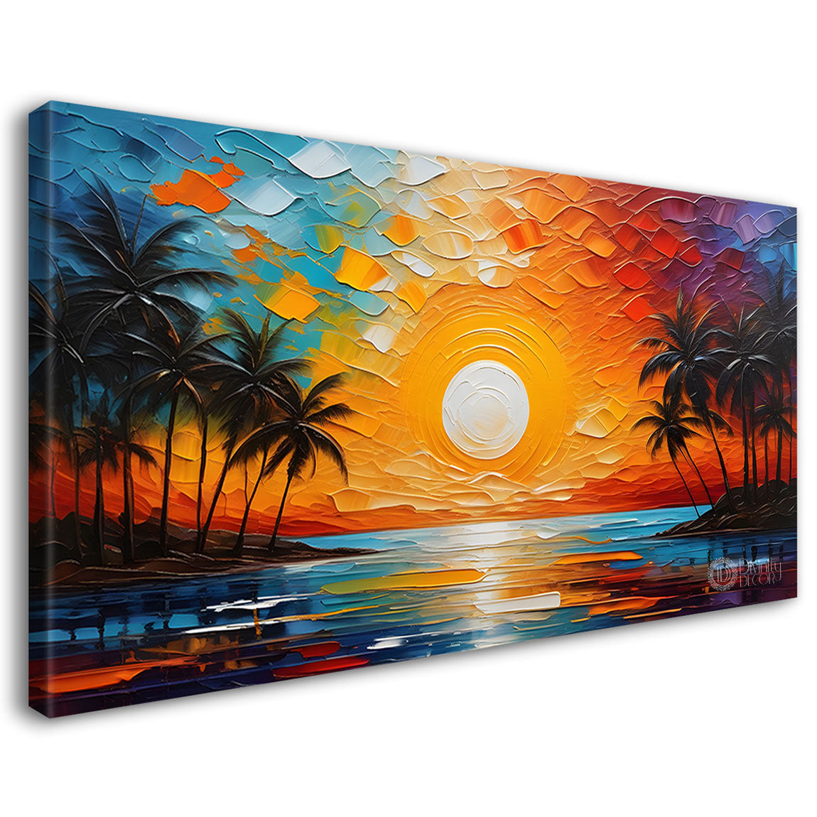 Sunset view in textured painting Canvas Painting - Nature Art -542