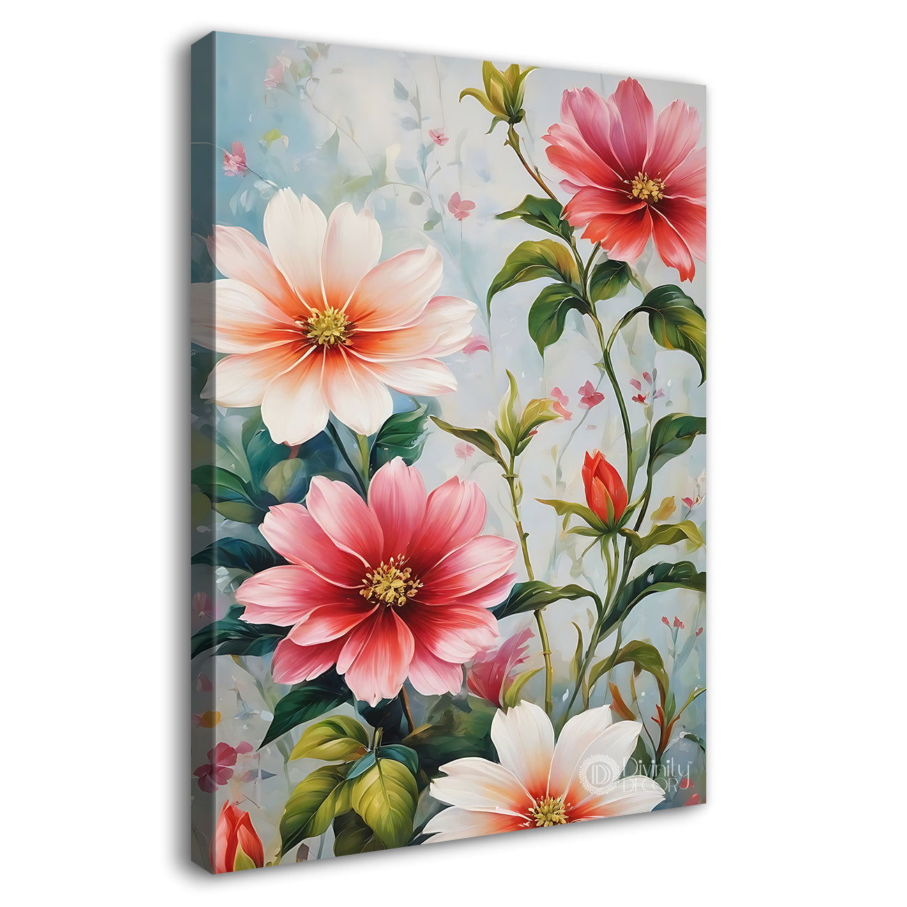 White and pink flowers in grey background - Flower-V-543