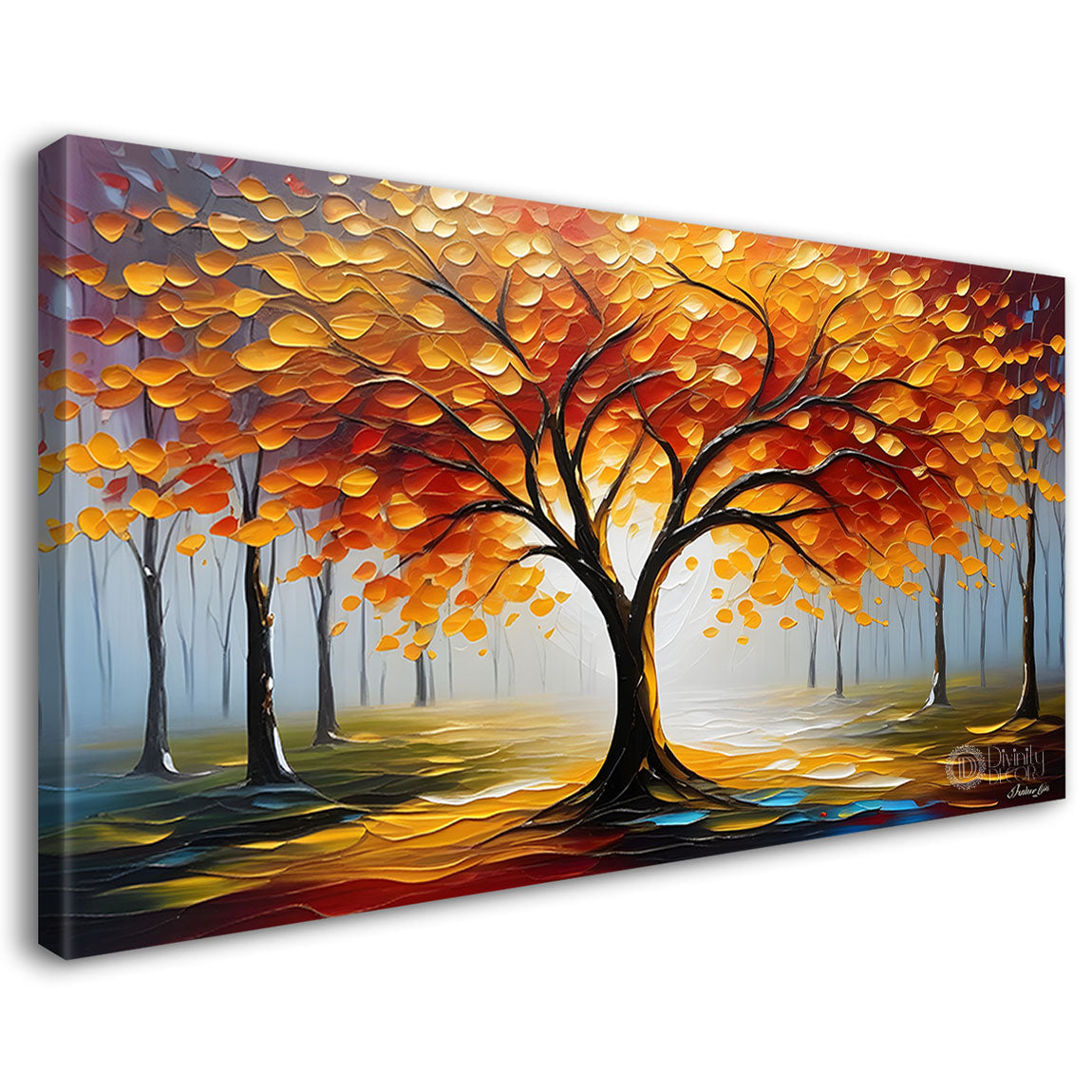 Orange trees textured painting Canvas Painting - Nature Art -545