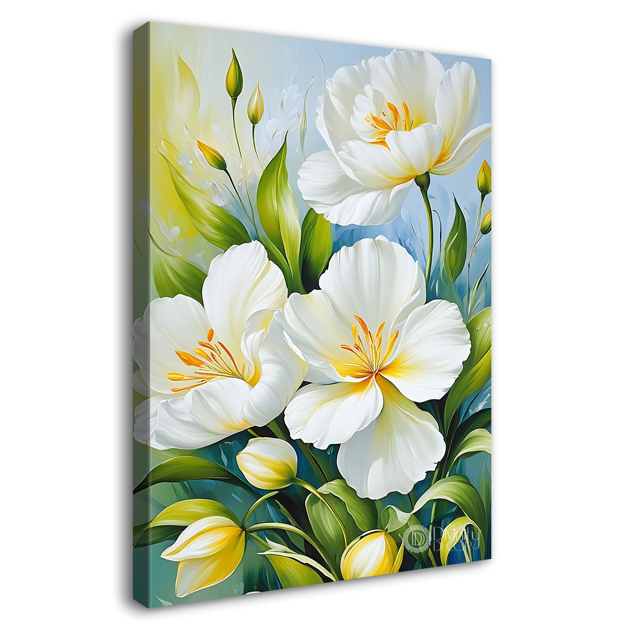 White flowers in green background - Flower-V-546