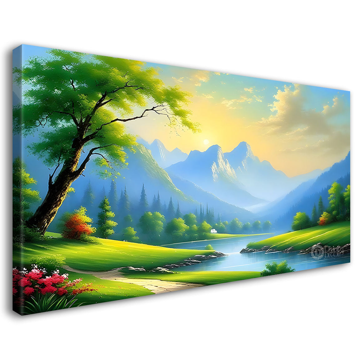 Mountains with greenery painting Canvas Painting - Nature Art -549