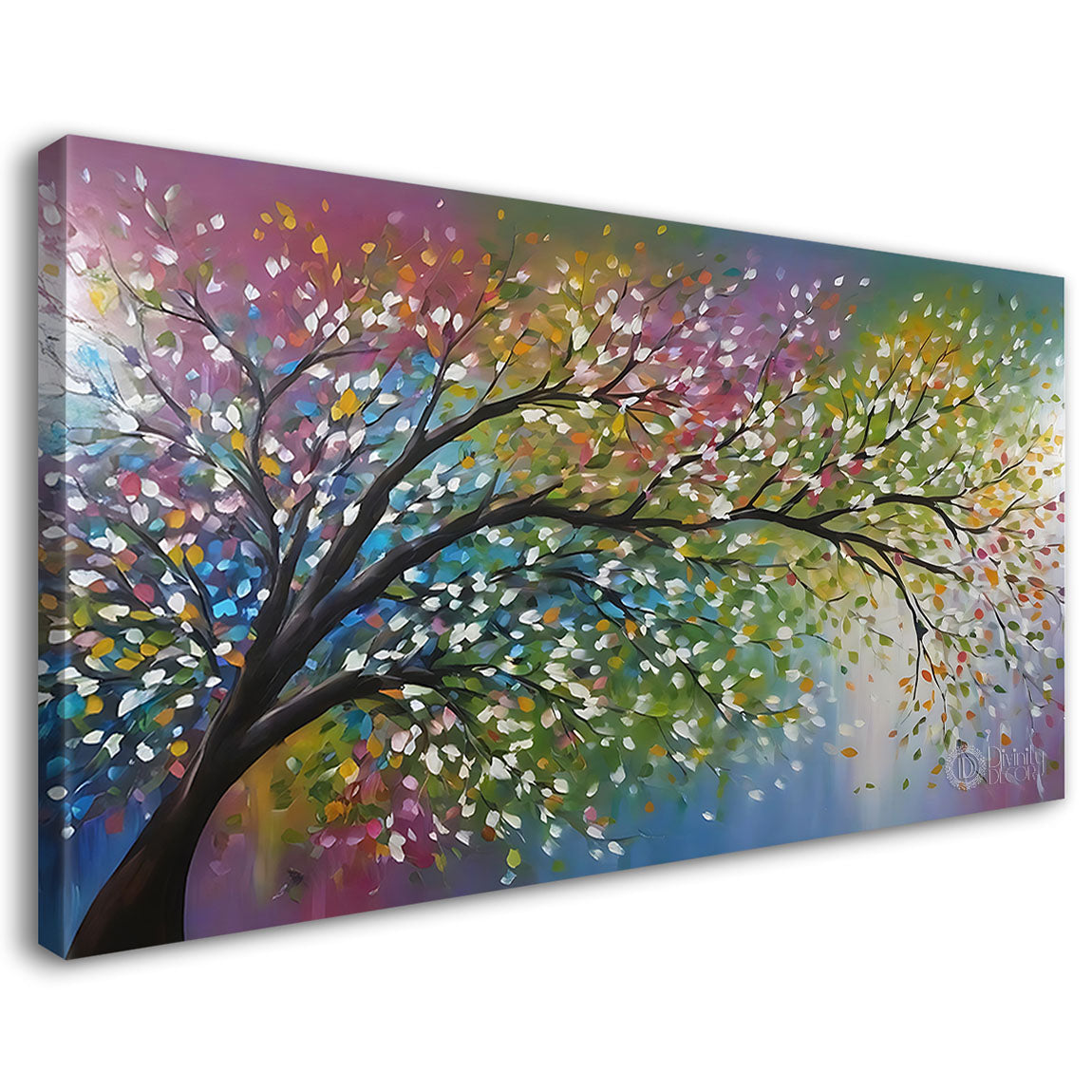 Colorful tree with textured natural art Canvas Painting - Nature Art -54