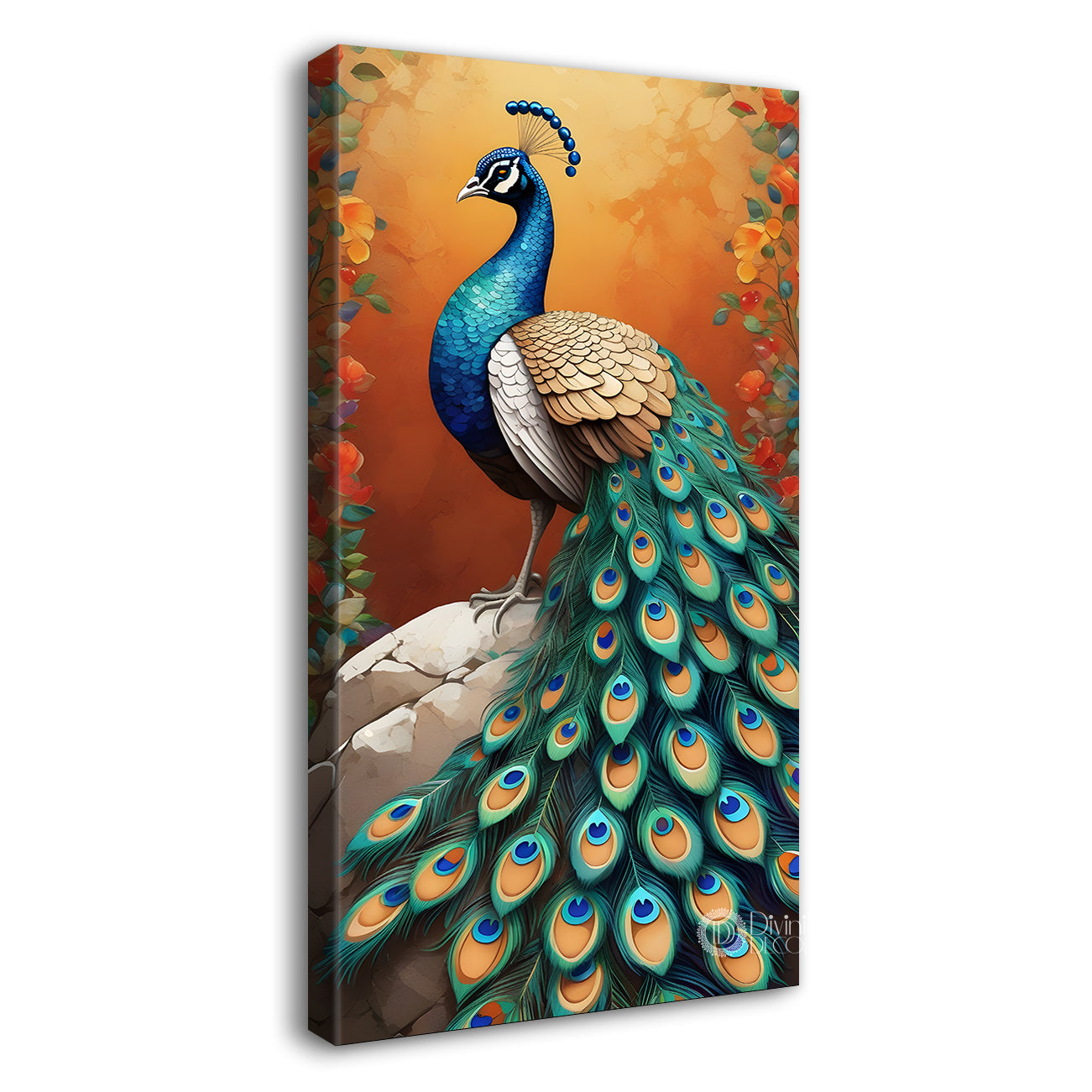 Peacock with bright background modern art painting   - Design - Peacock-V-54