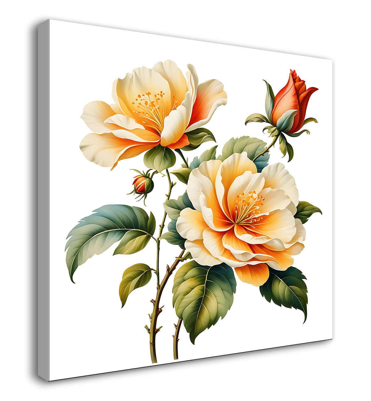 Yellow flowers in white textured painting Flower-S-557