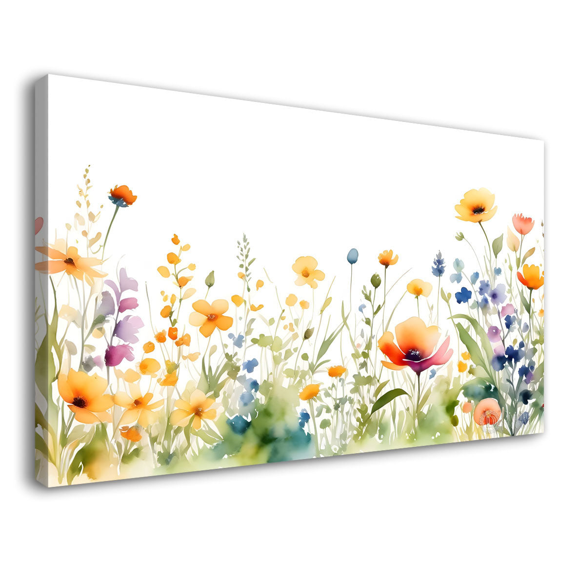 Yellow flowers with white background canvas painting- Flower-558