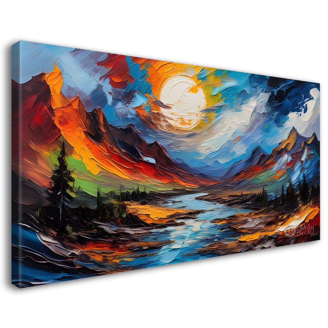 Colorful mountains painting Canvas Painting - Nature Art -558