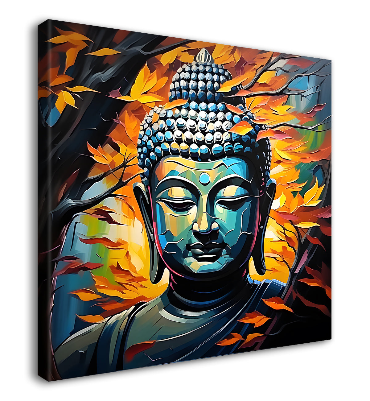 Golden Buddha Painting with textured color 24x24 inch Buddha-S-55