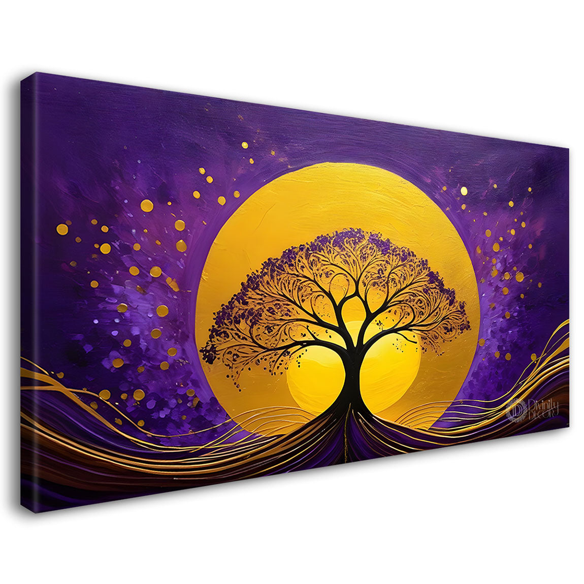 Purple tree in purple textured modern art Canvas Painting - Design - Tree-55