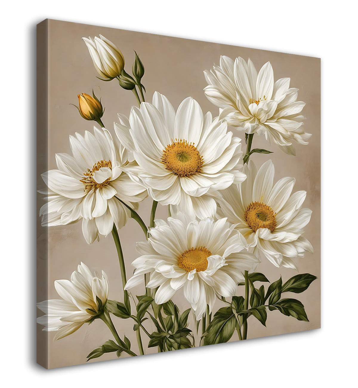 White flowers in light textured painting Flower-S-561