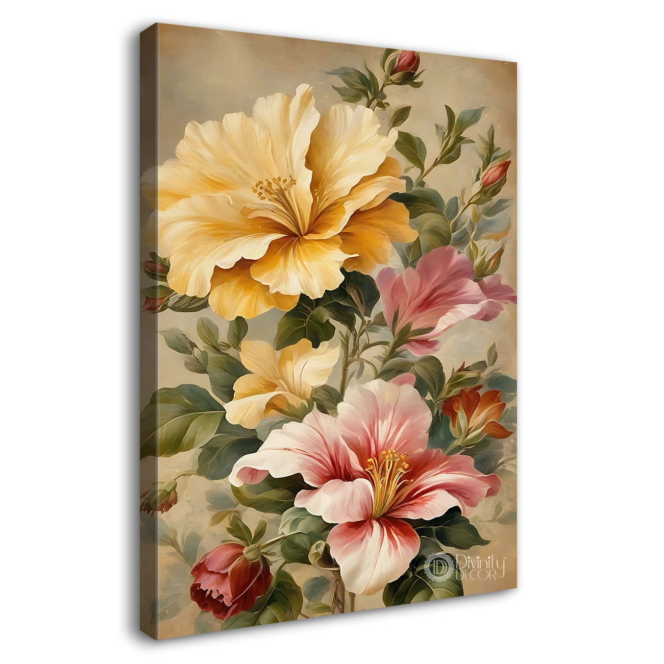Yellow flowers in light textured painting- Flower-V-562