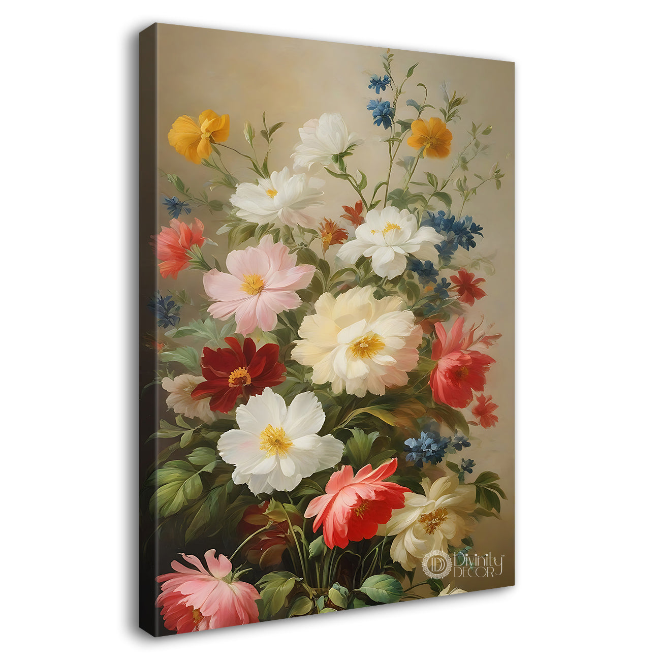 Colourful flowers in light textured background  - Flower-V-567