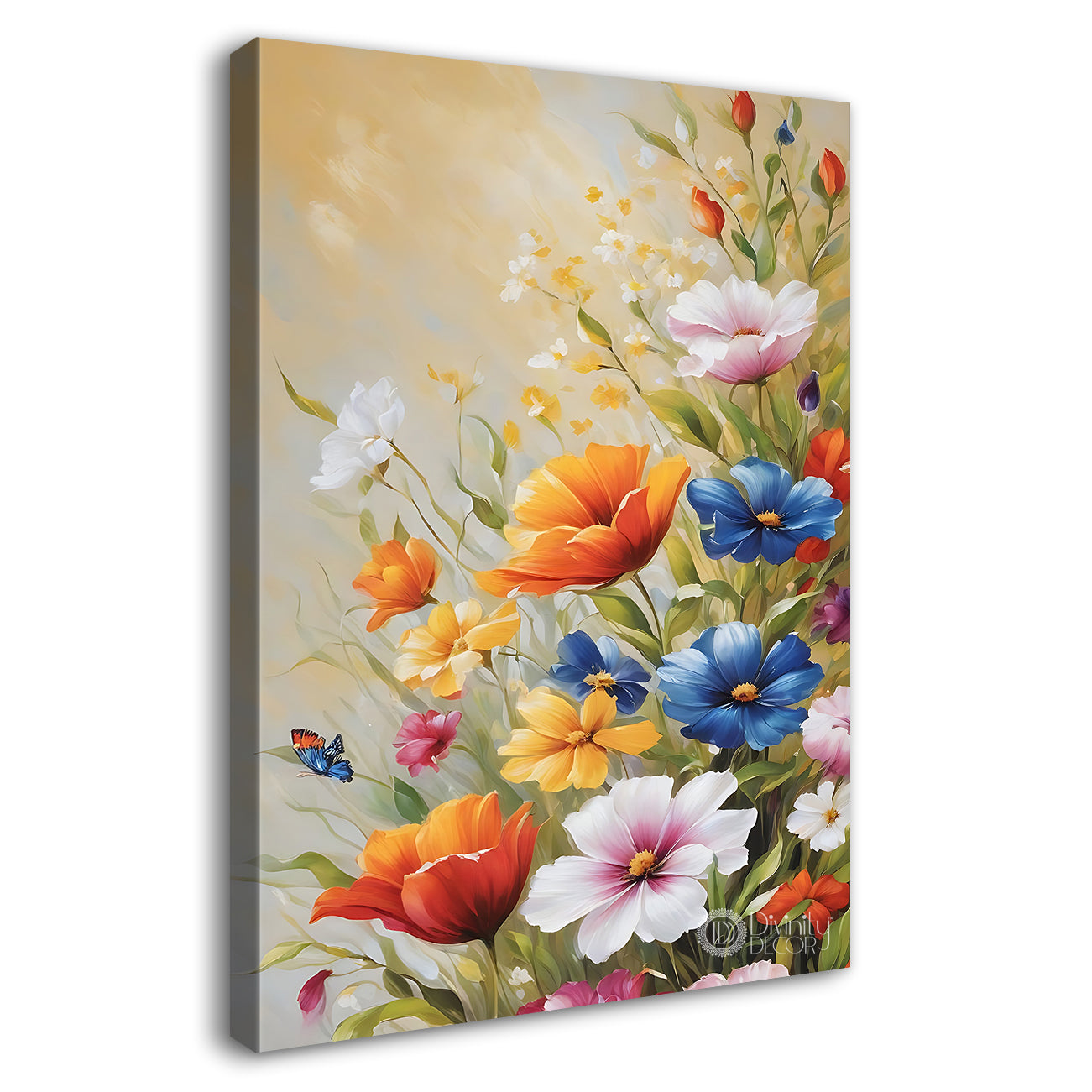 Colourful flowers in light textured background - Flower-V-569