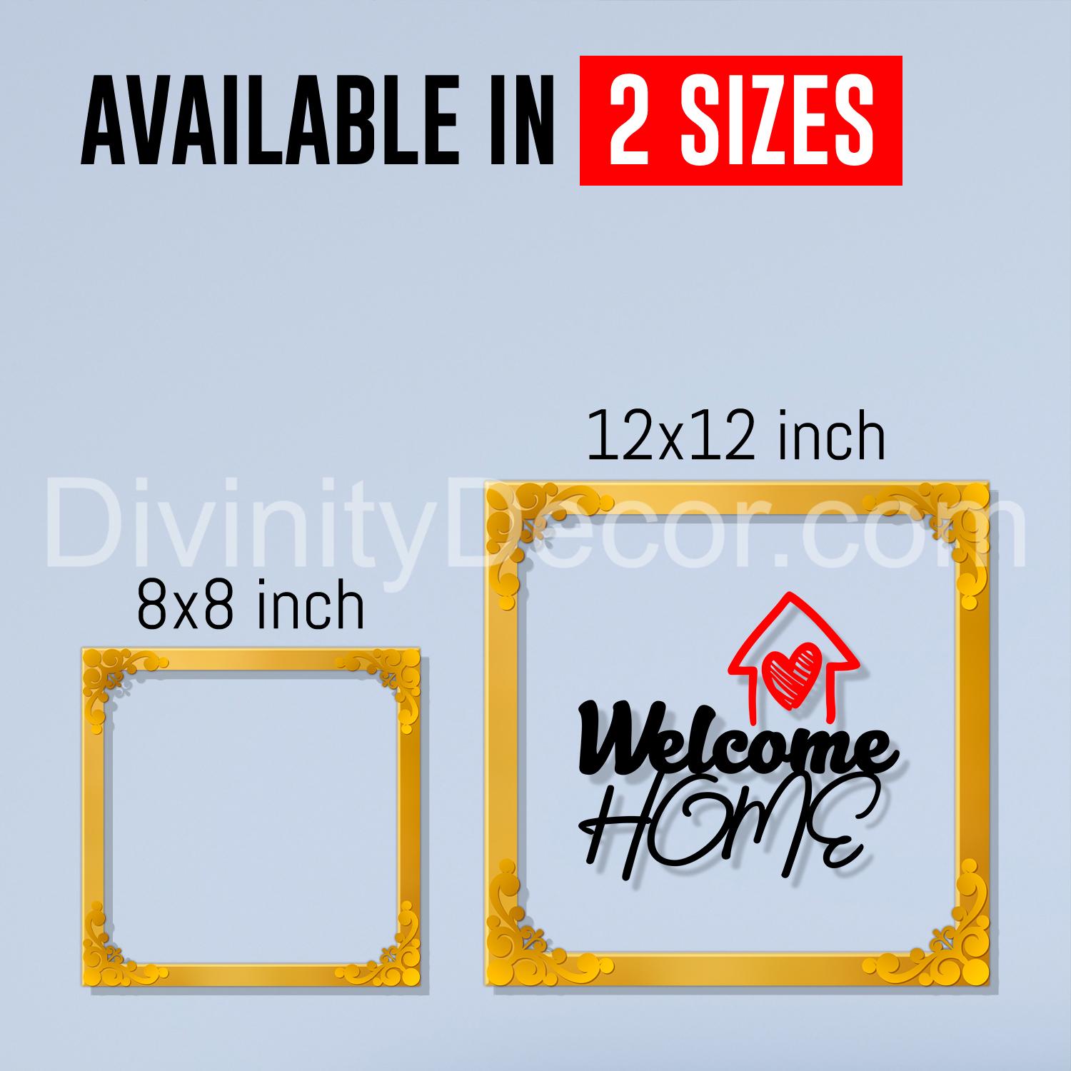Welcome home Golden Plaque for Gifting, Wall Decor Clear UV print with Golden Border-56