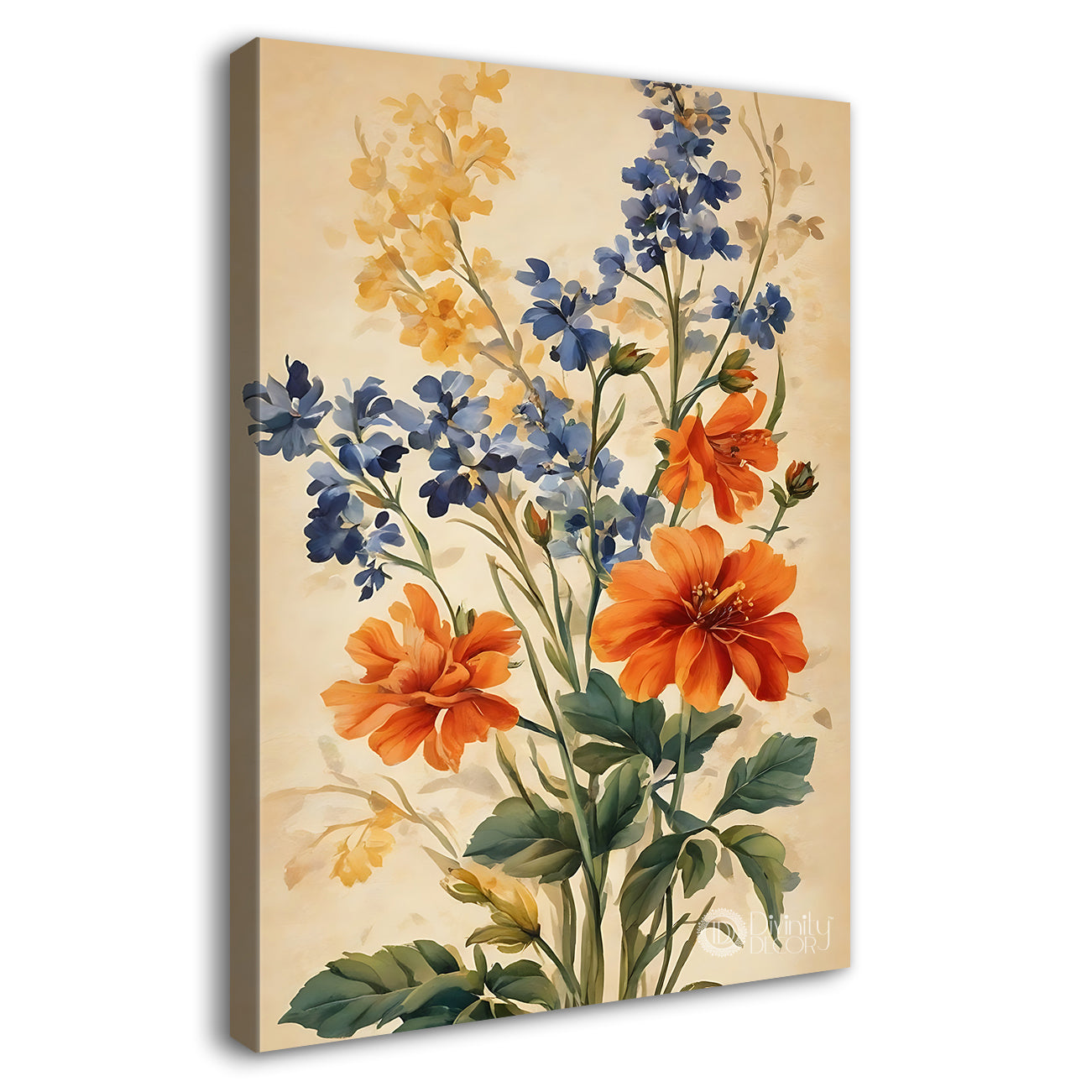 Orange flowers in light textured art - Flower-V-570