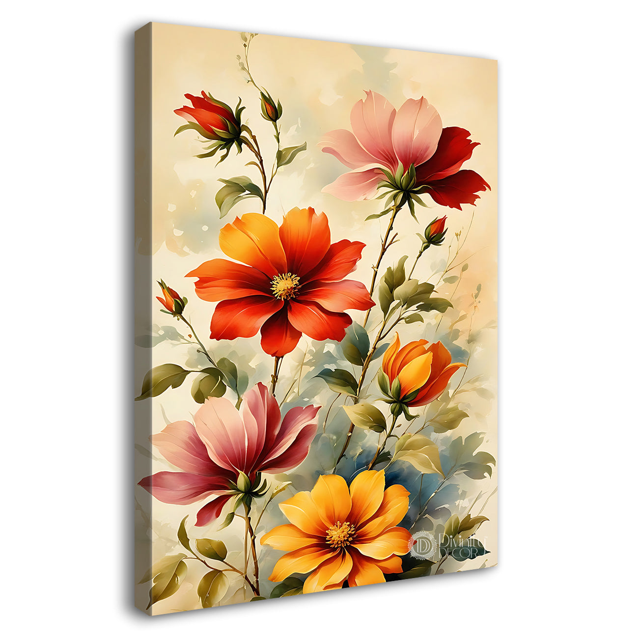 Orange and red flowers in light background - Flower-V-572