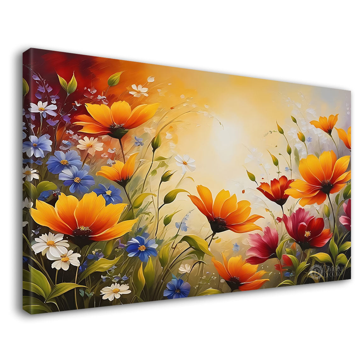 Orange flowers in light background canvas painting- Flower-576