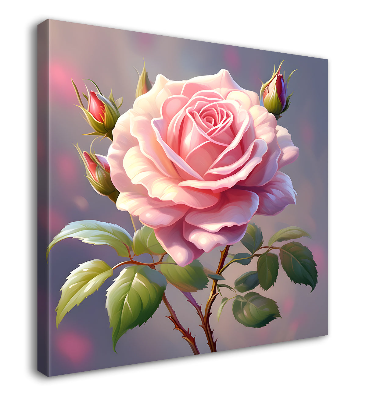 Light pink flowers in grey textured painting Flower-S-579