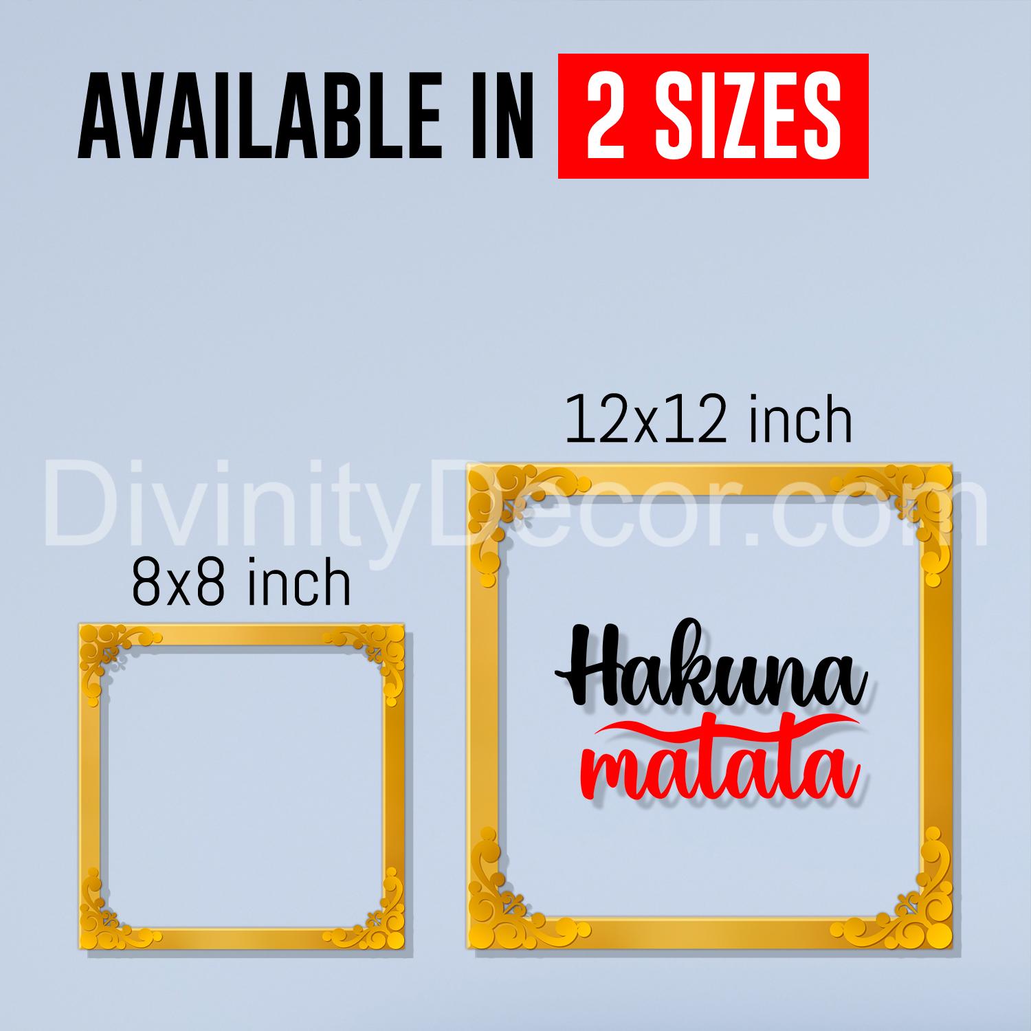 Hakuna matata Golden Plaque for Gifting, Wall Decor Clear UV print with Golden Border-57