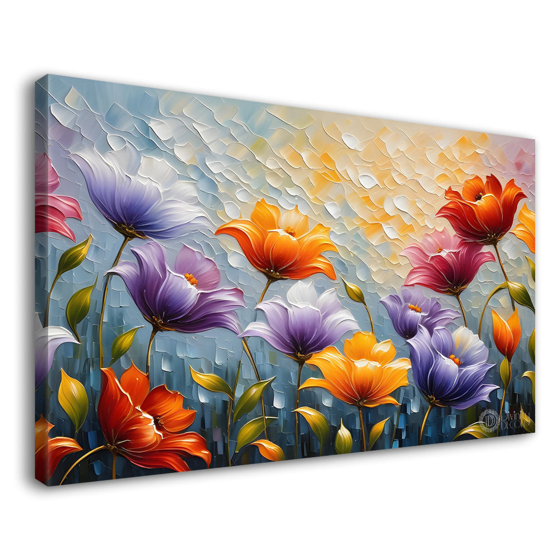 Colorful flowers with light textured painting- Design - Flower-57