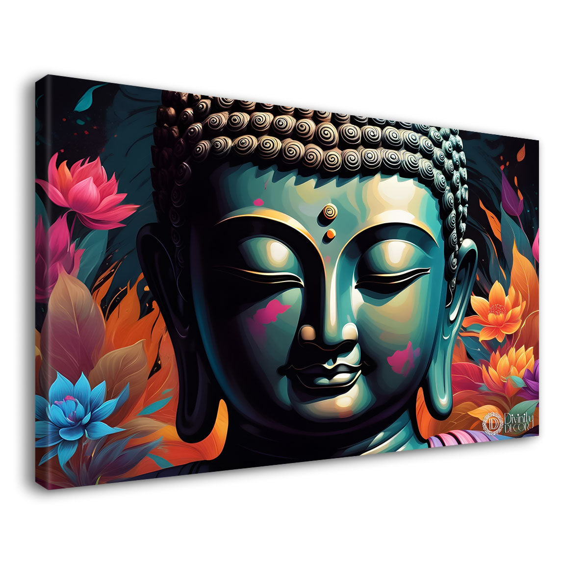 Black buddha with colorful textured painting Canvas Wall Painting - Buddha-57