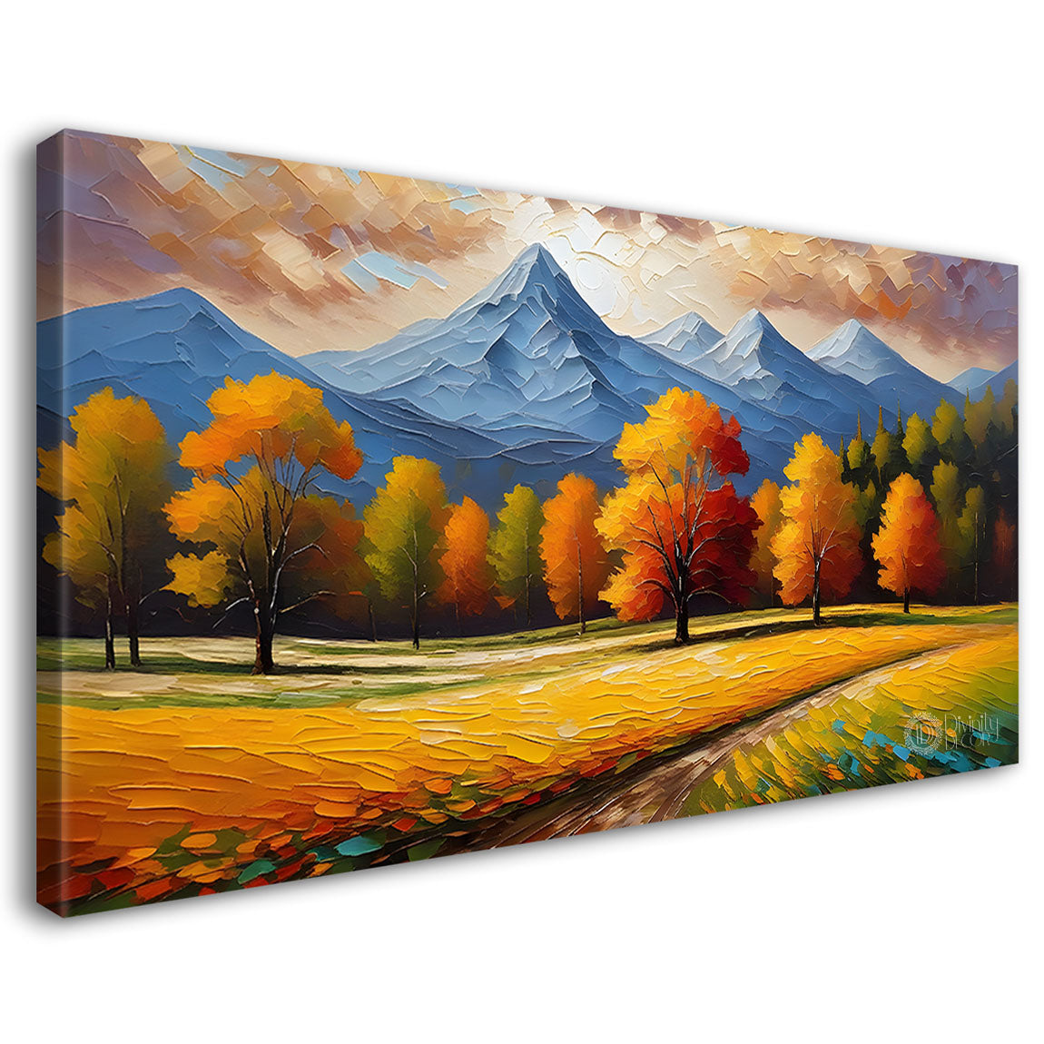 Mountains with trees and field painting Canvas Painting - Nature Art -581