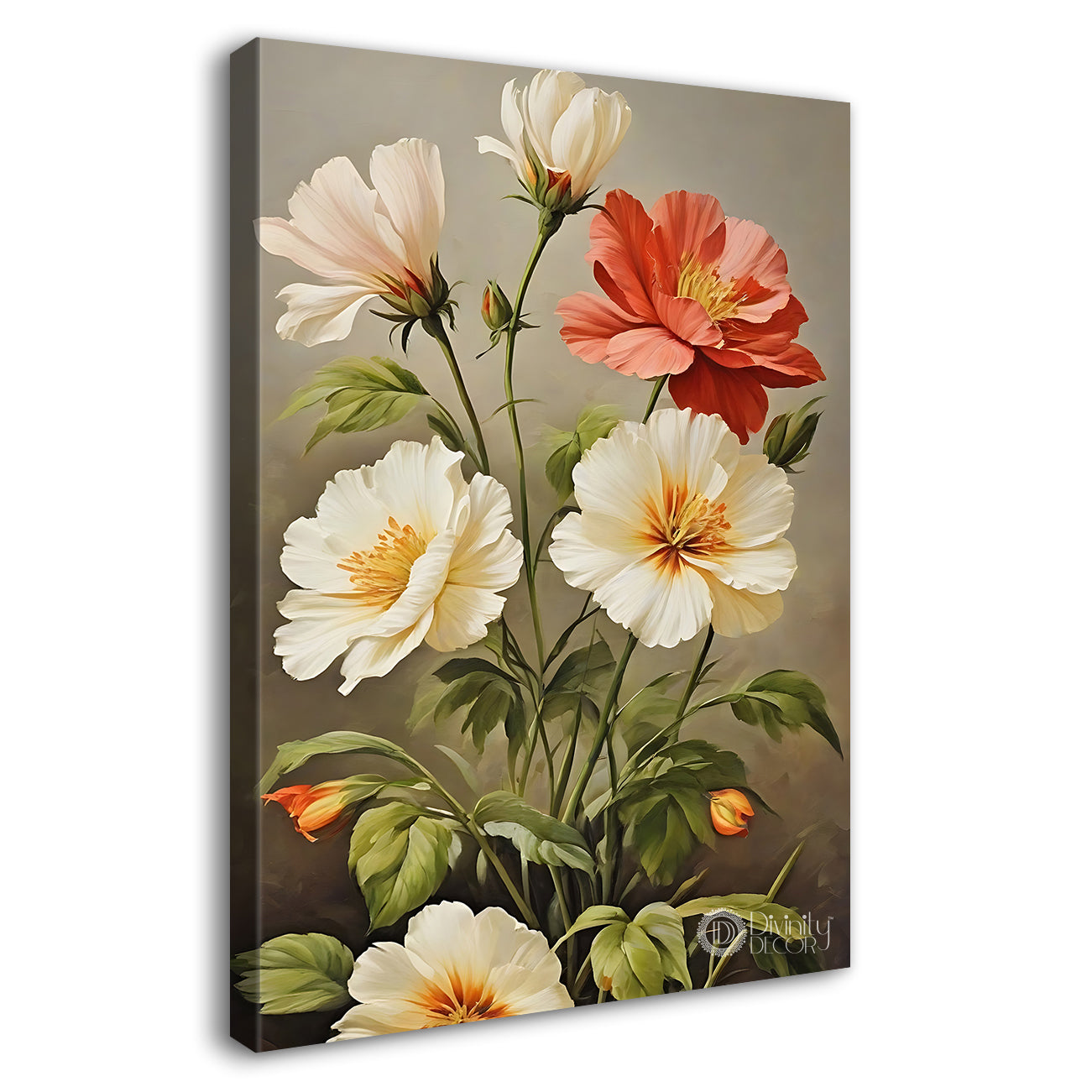 White and pink flowers in light background  - Flower-V-585