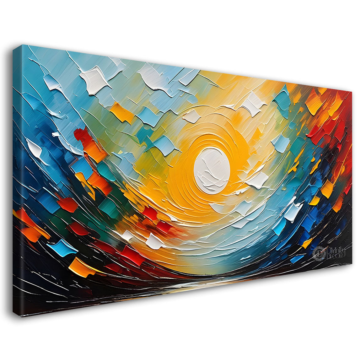 Sun with colorful background Canvas Painting - Nature Art -586