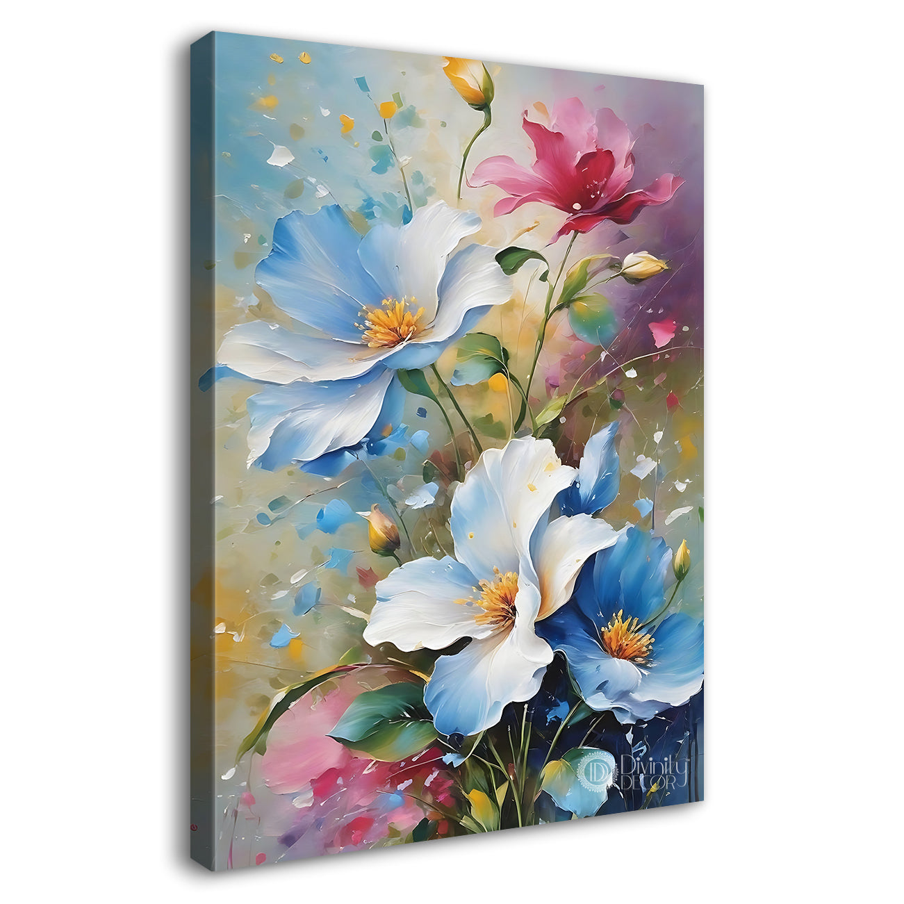 Flowers in colourful textured background - Flower-V-589