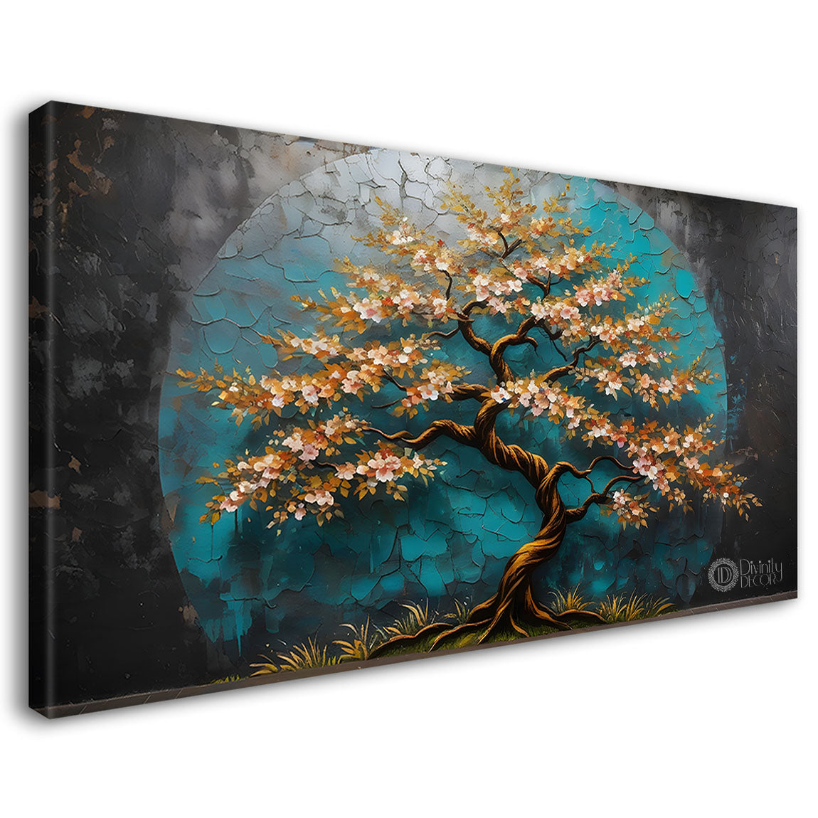 Tree in dark textured modern art Canvas Painting - Design - Tree-58