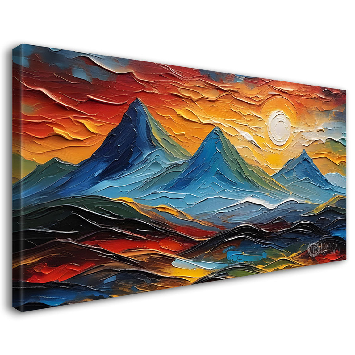 Mountains with sunset painting Canvas Painting - Nature Art -592