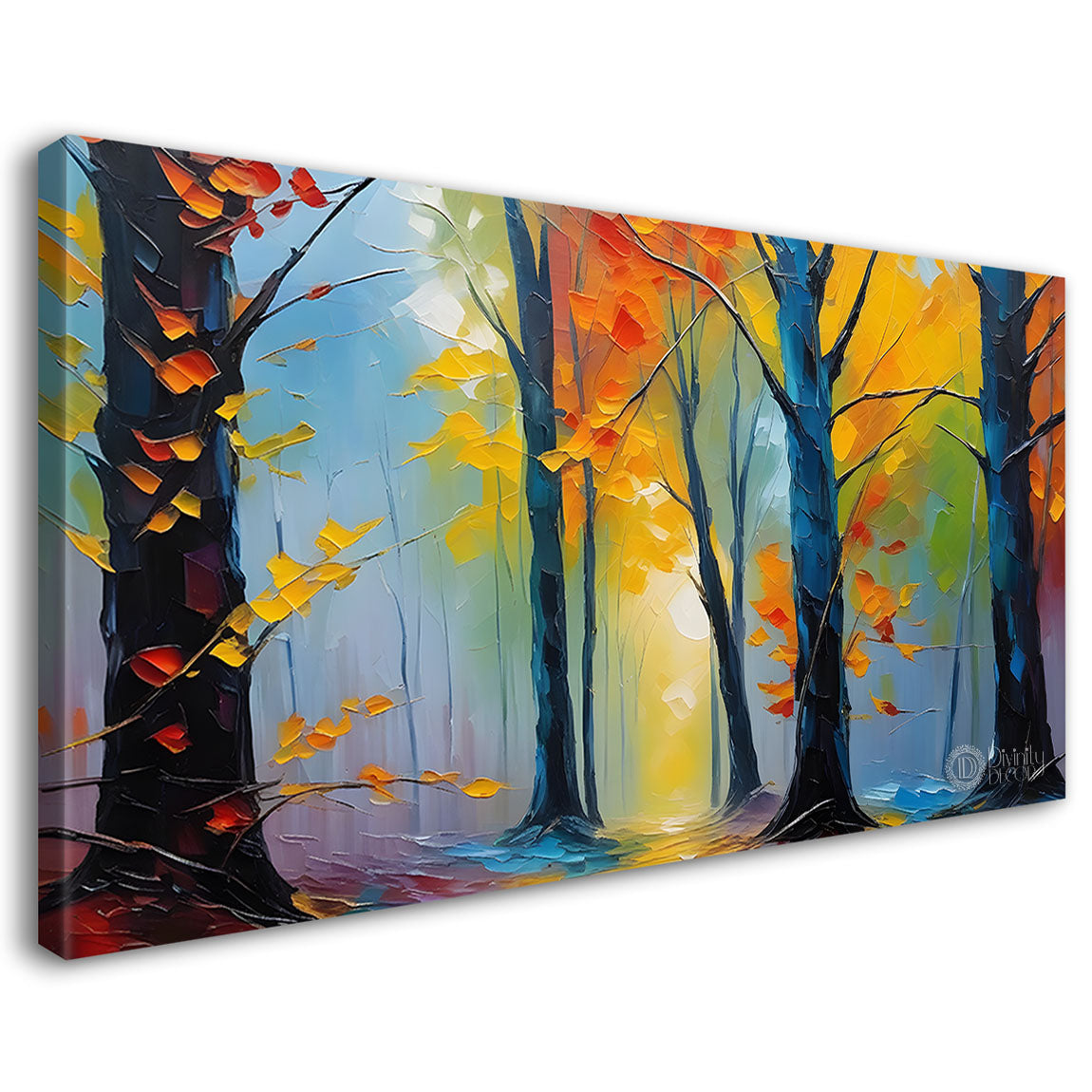 Colorful trees textured painting Canvas Painting - Nature Art -593