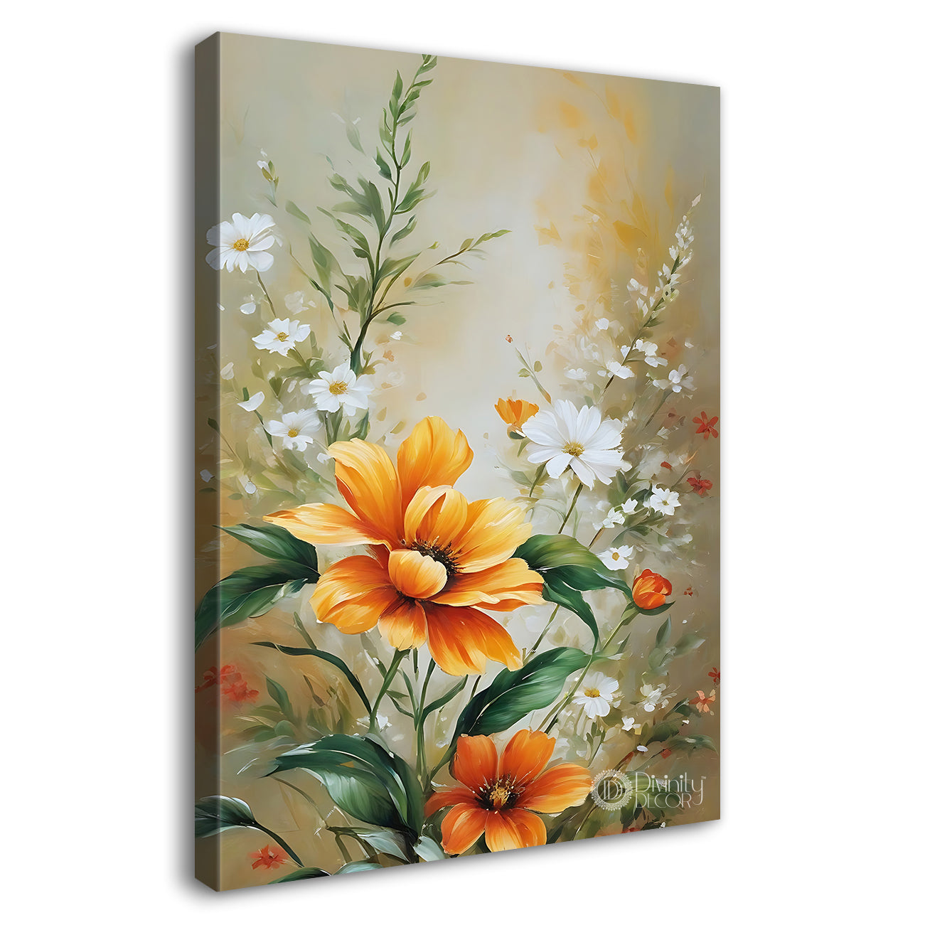 Yellow flowers in light background painting- Flower-V-593