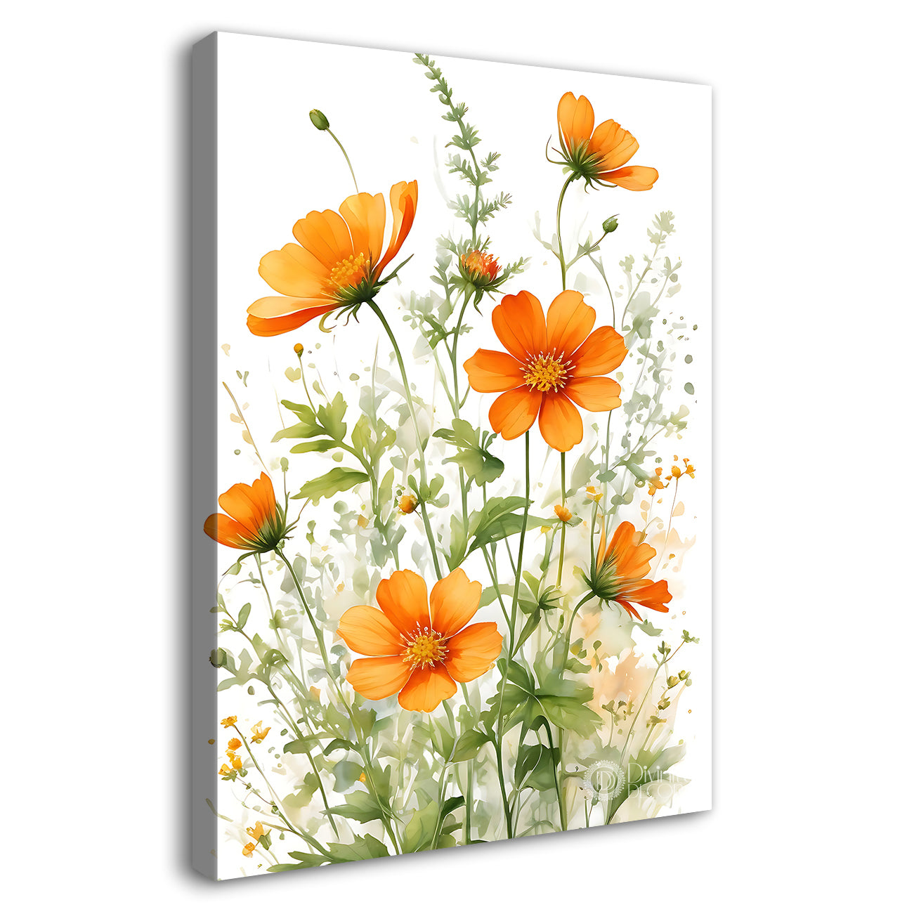 Orange flowers in white textured background- Flower-V-595