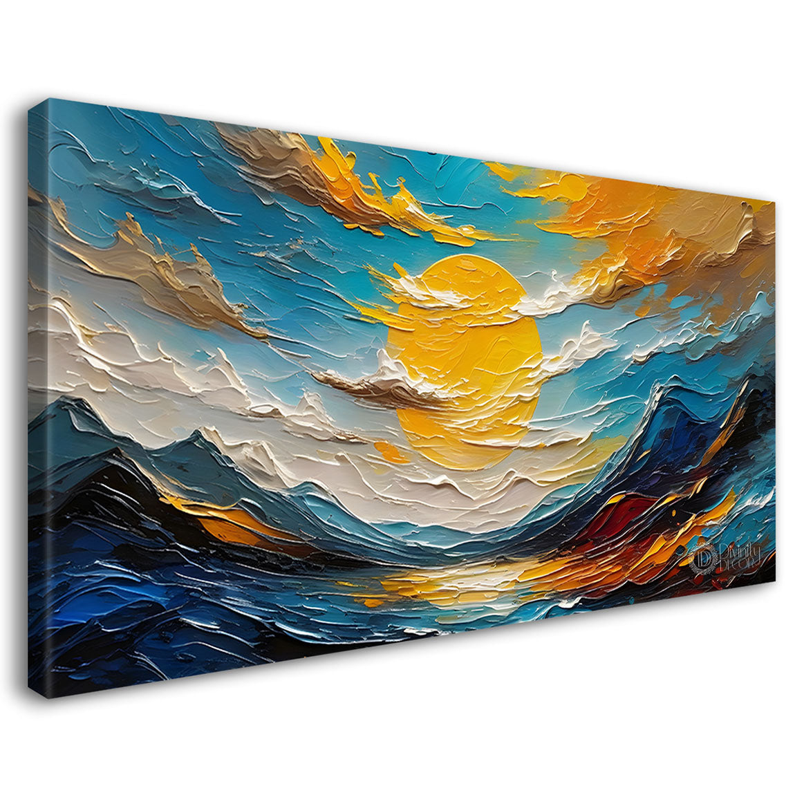 Sunset with mountains painting Canvas Painting - Nature Art -597